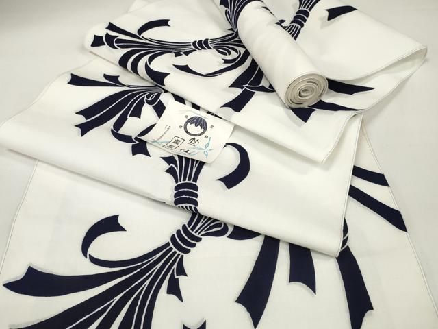 ● 上 男性 夏物 竺仙鑑製 浴衣 反物 着尺 束ね熨斗文 証紙付き キングサイズ 綿 ♥ kh 6