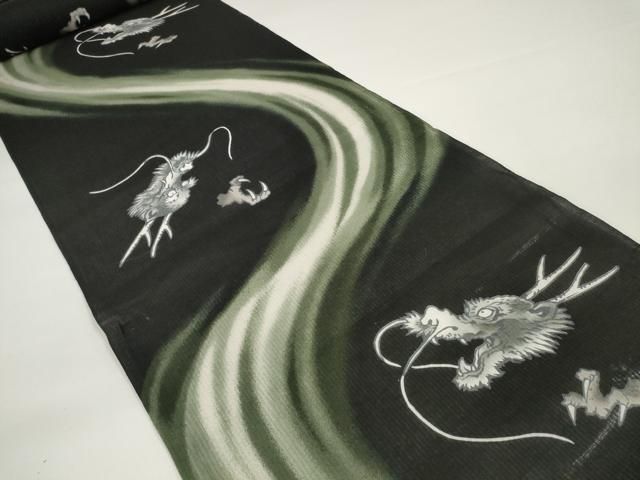● 上 男性 夏物 浴衣 反物 着尺 龍 キングサイズ 綿 ♥ kh 6