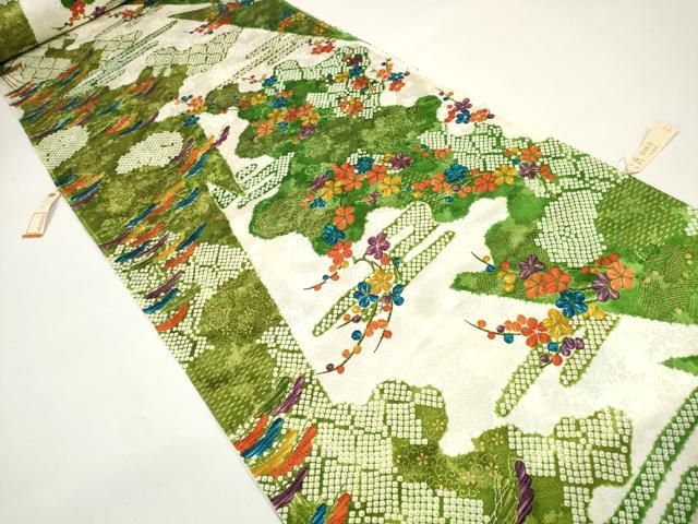 ● 上 創業460年 千總 小紋 反物 着尺 霞花松文 金彩 三越扱い タグ付き ♥ kh 6