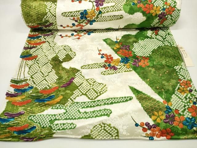 平和屋本店○極上 創業460年・千總 小紋 反物 着尺 霞花松文 金彩 三越