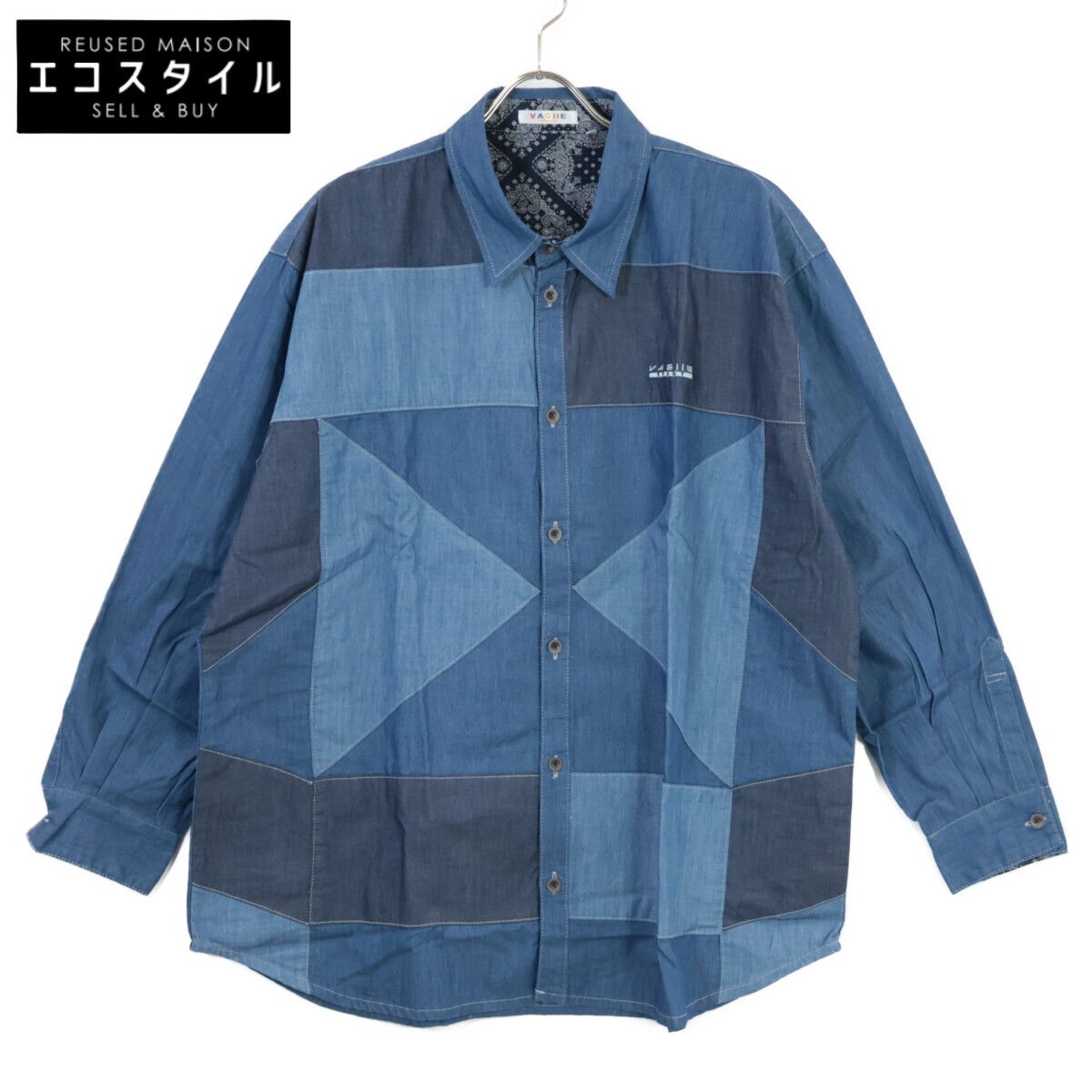 vagiie バジエ ﾌﾞﾙｰ ﾃﾞﾆﾑ ﾊﾟｯﾁﾜｰｸ ｼｬﾂ 52