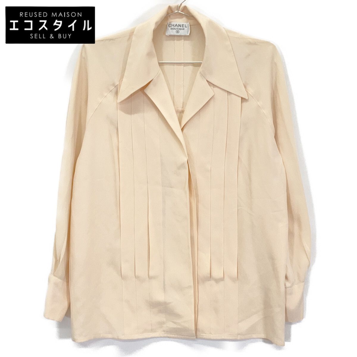 CHANEL シャネル ﾍﾞｰｼﾞｭ ｼﾙｸ 長袖ｼｬﾂ 袖金釦 記載なし