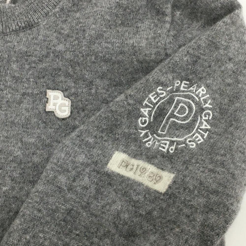 超美品】パーリーゲイツ セーター グレー×白 カシミヤ100％ 背面ロゴ