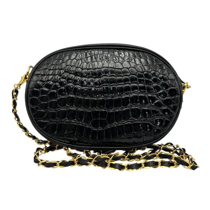 濱野 クロコダイル ミニ ショルダーバッグ ブラック HAMANO 鞄 小さい