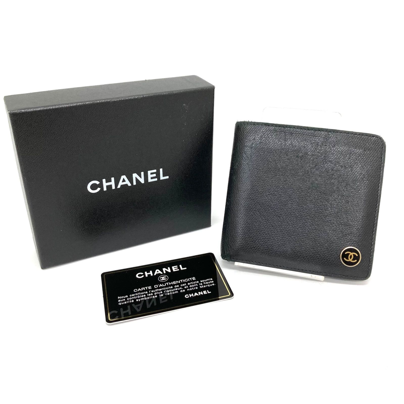 ◆CHANEL◆シャネル ココマーク 二つ折り財布 ブラック