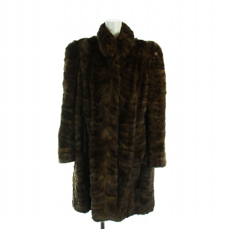 sumi yuki 毛皮コート ミンクファー ミドル 長袖 総裏地 茶 ブラウン GY 18 |MQ