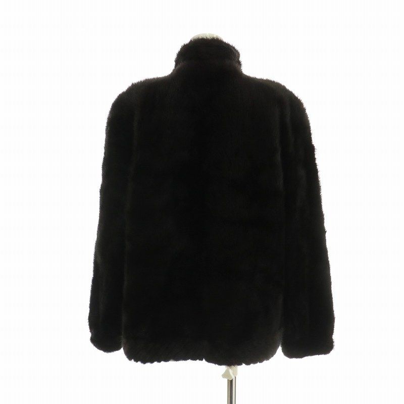 ノーブランド ファーコート アウター 毛皮 ダークミンク 逆毛 ミドル