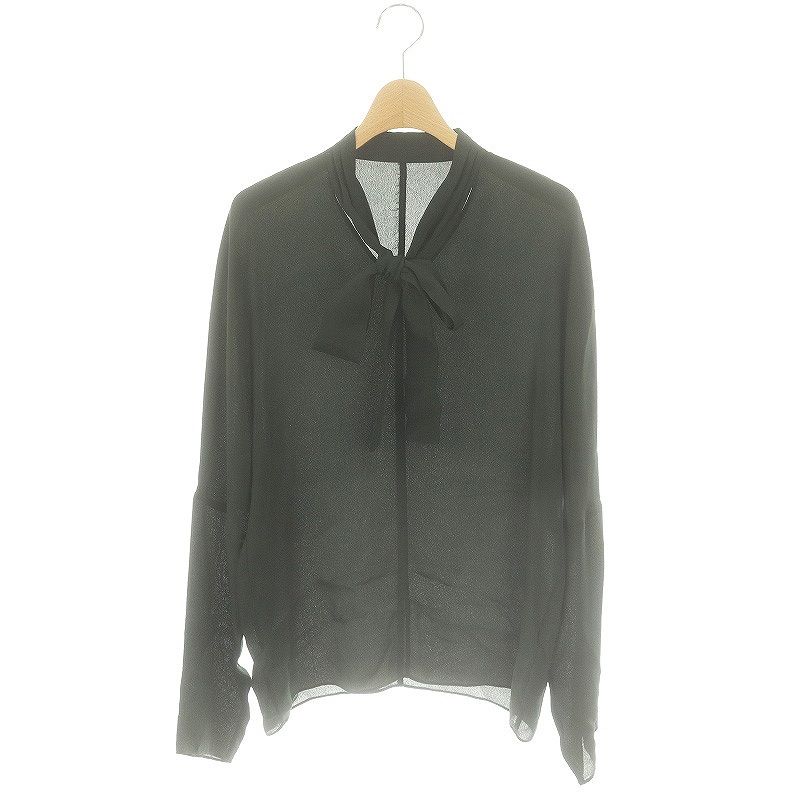プラージュ Plage 23 AW シルクレーヨンリボン SILK RAYON BOW ブラウス ボウタイ シャツ 長袖 F 緑 グリーン |YQ OS SH