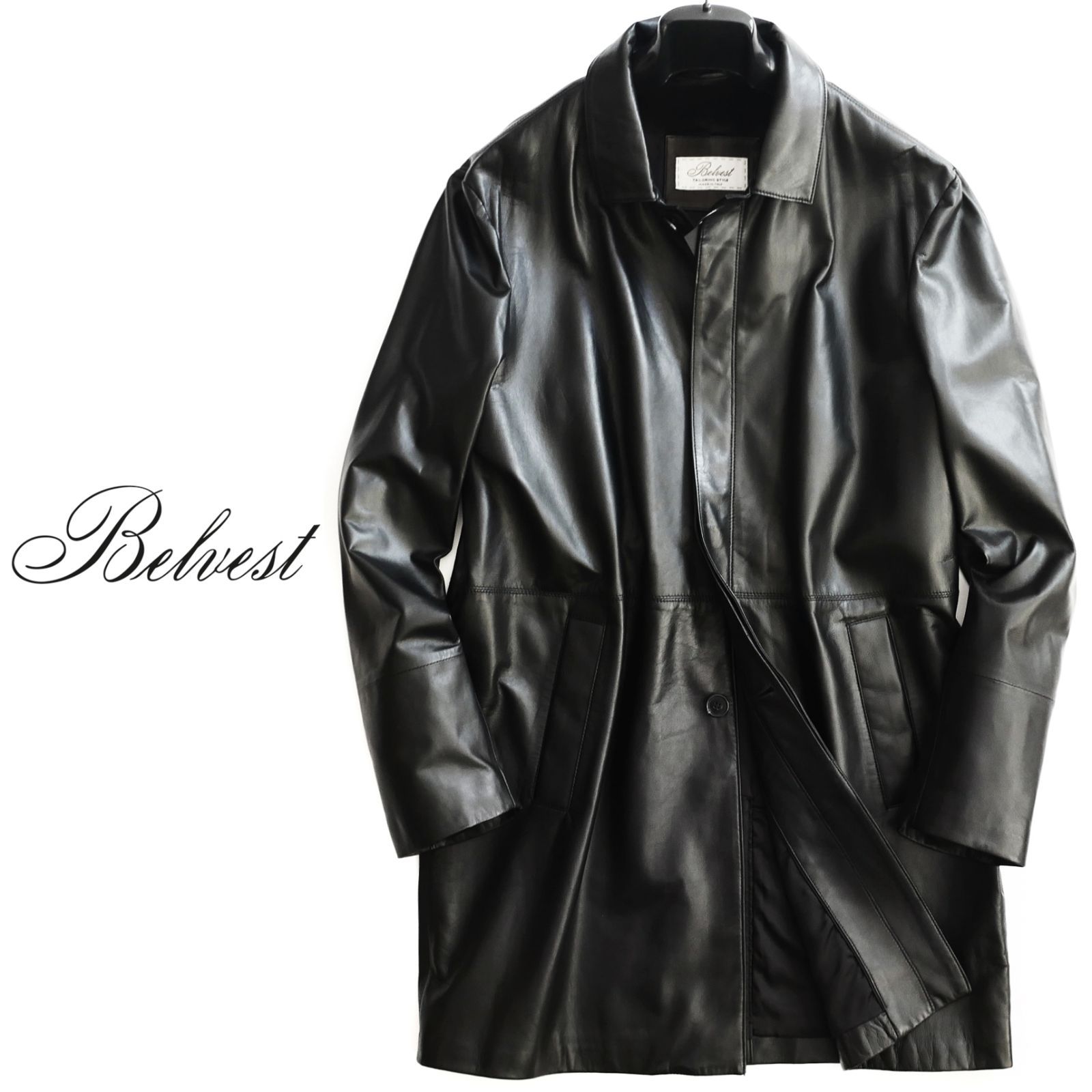 dt 253●50●BELVESTベルベスト●冬から春先●大人の 上ラムの艶やかレザーコート●ロロピアーナやブリオーニ ゼニアがお好きな方も