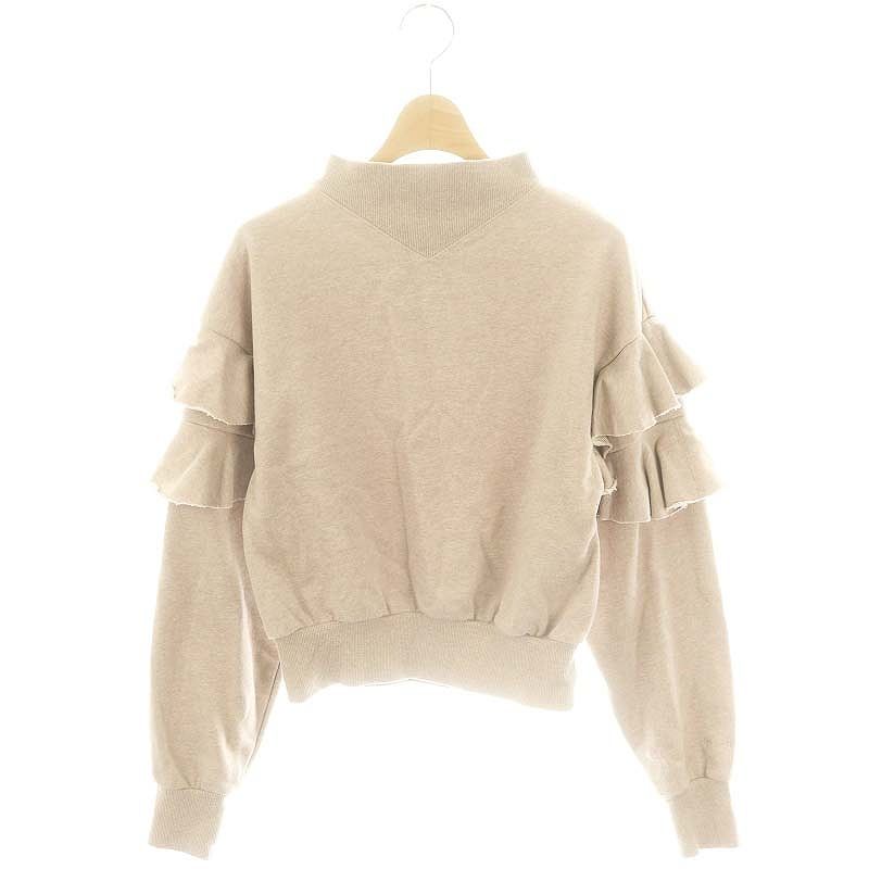 ハーリップトゥ Herlipto Ruffled Cotton-JerseySweatshirt スウェット トレーナー 長袖 コットン S ベージュ |NR OS