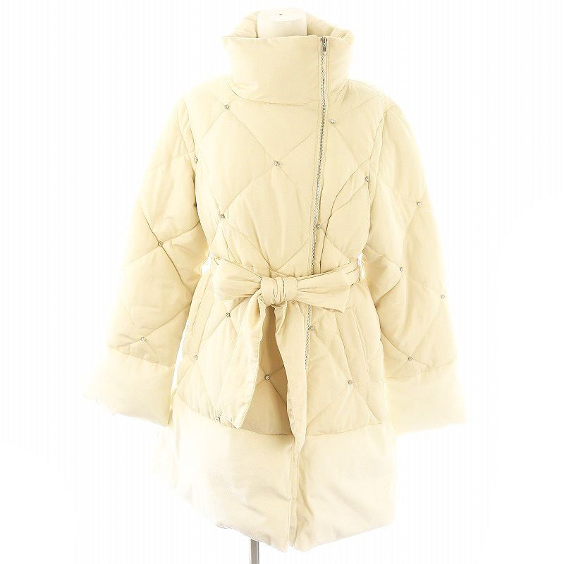 ロイヤルパーティー ROYAL PARTY 24 AW ビジューパフィージャケットコート アウター ブルゾン フルジップ F アイボリー |YQ OS
