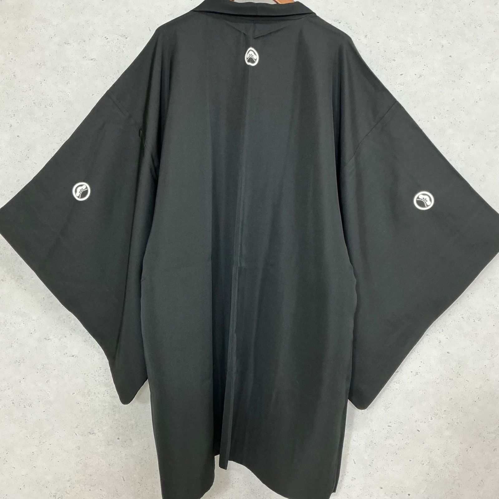 kimono one＊厳選✳︎男前屋＊男黒紋付＊アンサンブル＊松下黒染＊京都黒染協組＊証紙付き＊男着物＊男羽織＊羽二重＊正絹＊五つ紋＊作家物＊裄73丈144＊男着物男長羽織男襦袢男袴角帯男帯成人式