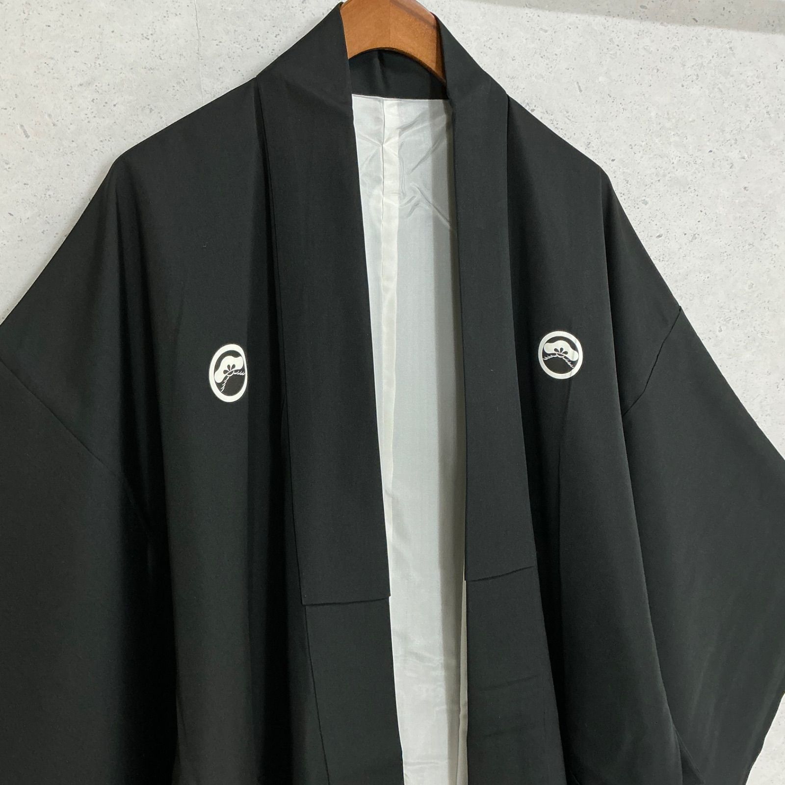 kimono one＊厳選✳︎男前屋＊男黒紋付＊アンサンブル＊松下黒染＊京都黒染協組＊証紙付き＊男着物＊男羽織＊羽二重＊正絹＊五つ紋＊作家物＊裄73丈144＊男着物男長羽織男襦袢男袴角帯男帯成人式