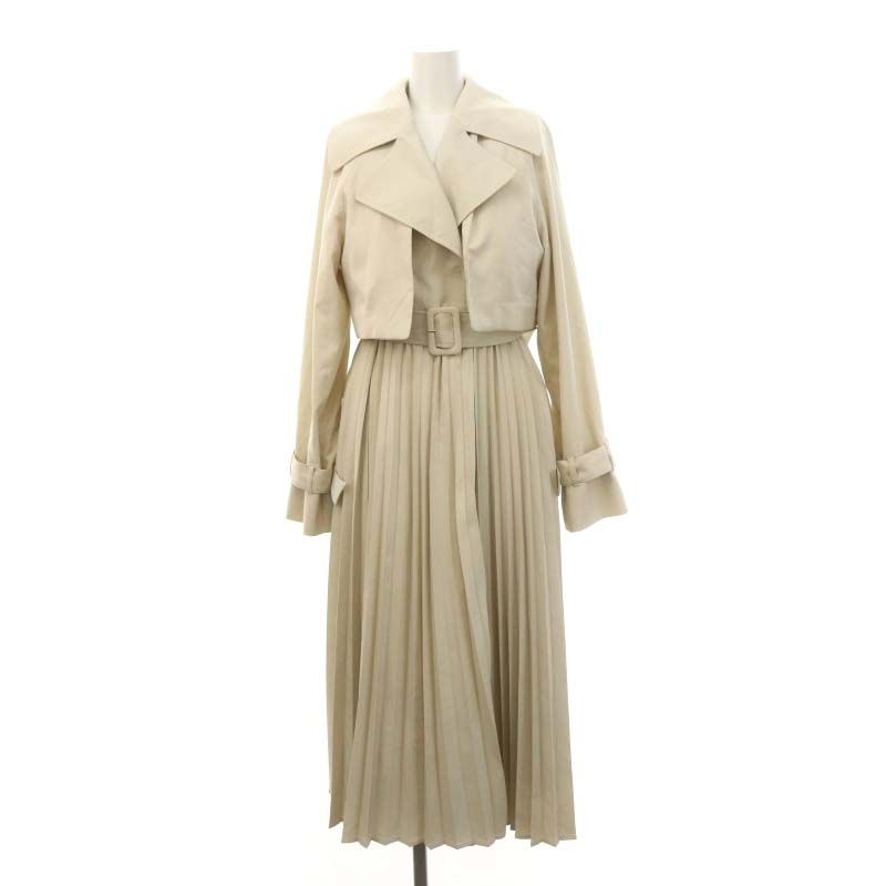 セルフォード CELFORD 23 SS 4 way プリーツトレンチコート ロング ショートジャケット ベスト ライナー付き ベルト付き 38 ライトベージュ |ES OS