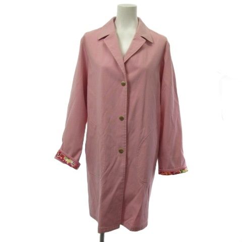 レオナール LEONARD スプリングコート 花柄 金釦 シルク コットン