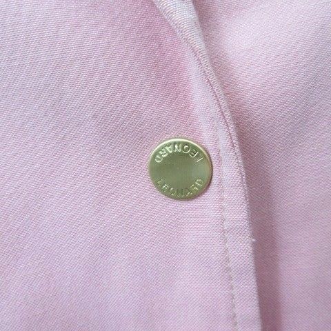 レオナール　ピンク トレンチコート シルク混紡 レオナール LEONARD スプリングコート 花柄 金釦 シルク コットン