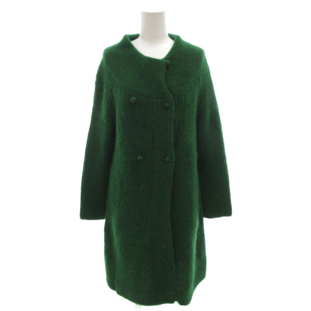 シビラ SYBILLA ニットコート ダブルブレスト モヘヤ ひざ丈 M 緑 グリーン |FF