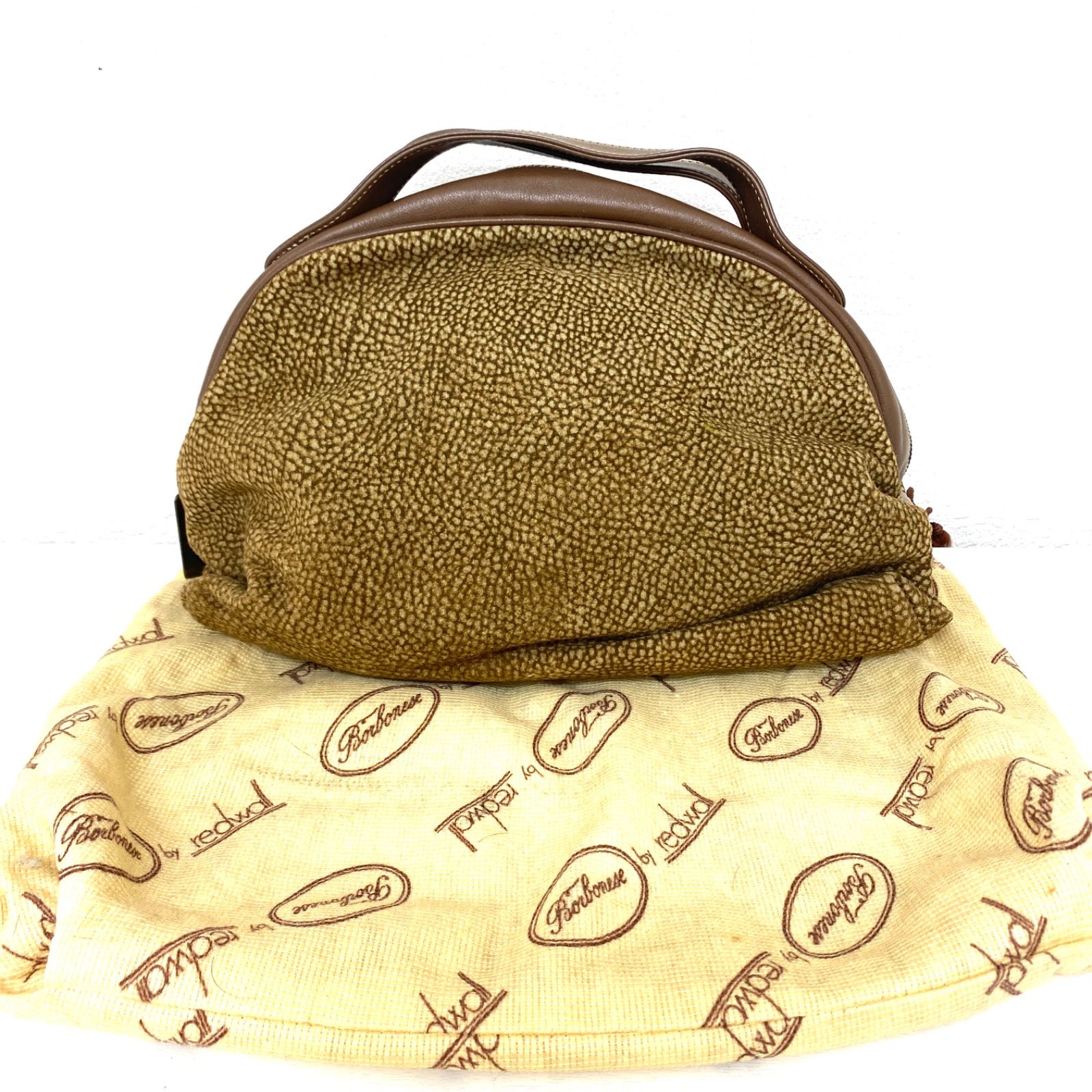 BORBONESE ボルボネーゼ ハンドバッグ うずら柄 ブラウン レディース