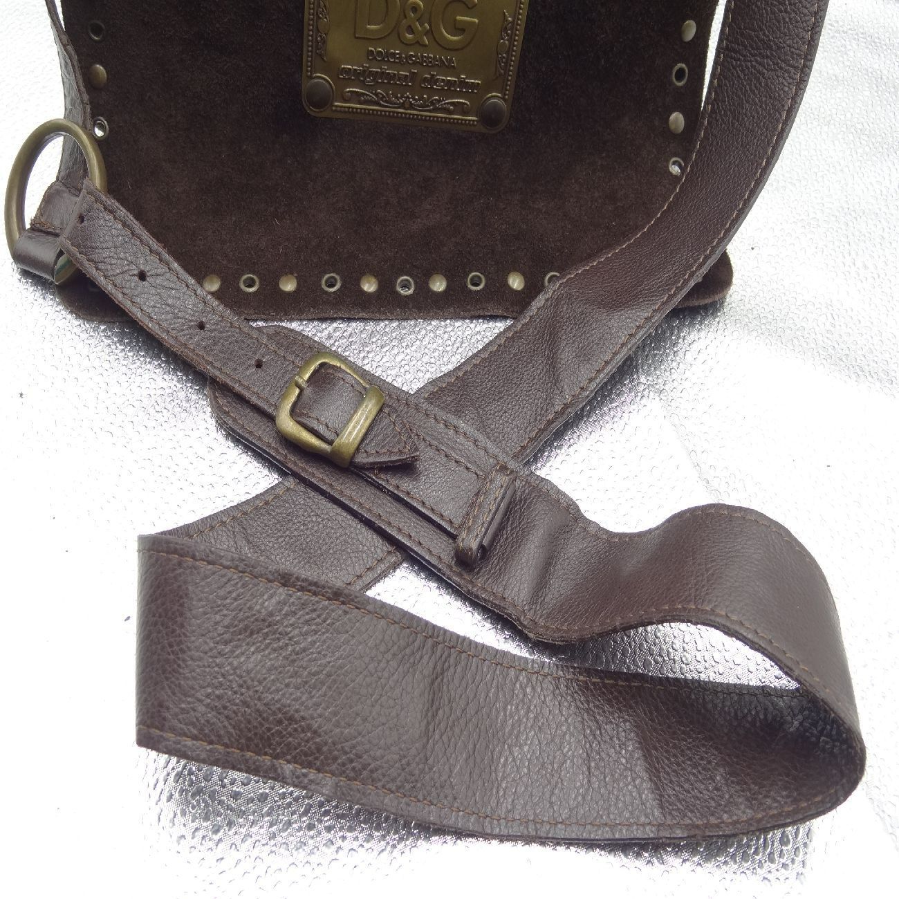 D＆G スエード ショルダーバッグ ブラウン スタッズ オールドドルガバ レザーショルダー DOLCE＆GABBANA ショルダーバッグ ショルダーバッグ バッグ