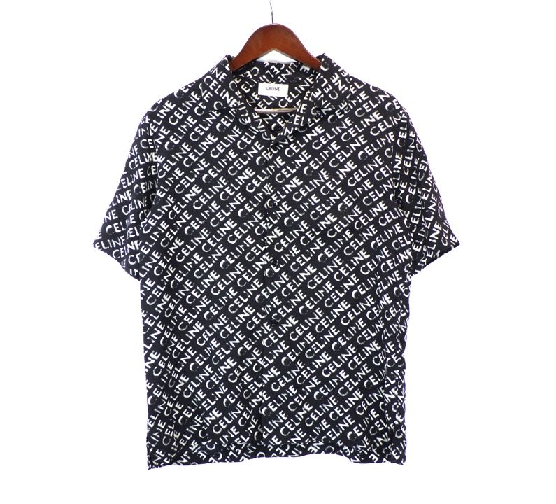 セリーヌ CELINE 23 SS 38 CE 英字 ロゴ 総柄 ハワイアン 半袖 シャツ n 10304
