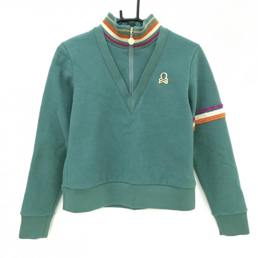 超 マークアンドロナ ハイネックトレーナー 杢グリーン 裏地付 レディース 38 M ゴルフウェア 2025年モデル MARK＆LONA