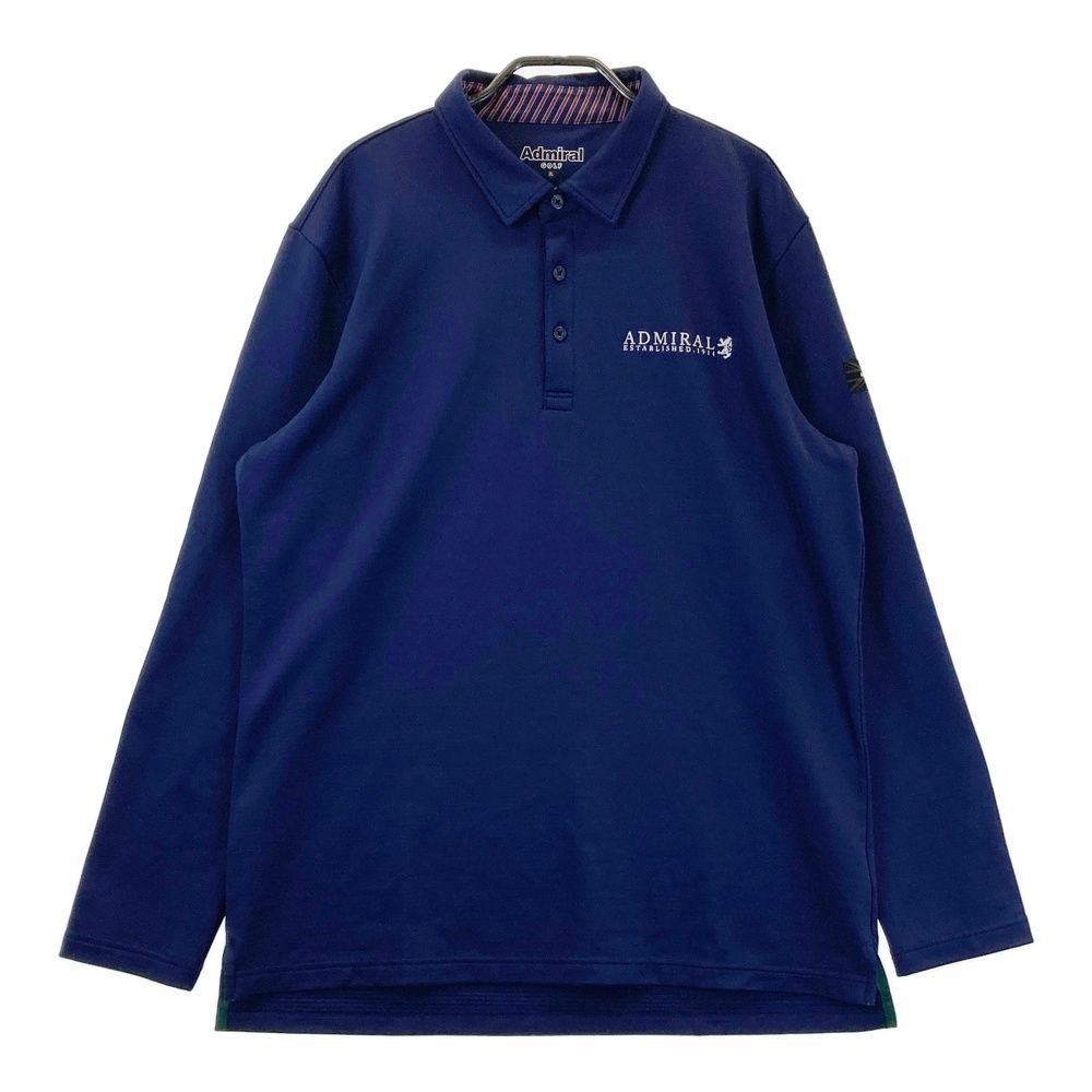 サイズ 3 L ADMIRAL アドミラル 2025年モデル 長袖ポロシャツ ネイビー系 ゴルフウェア メンズ ストスト