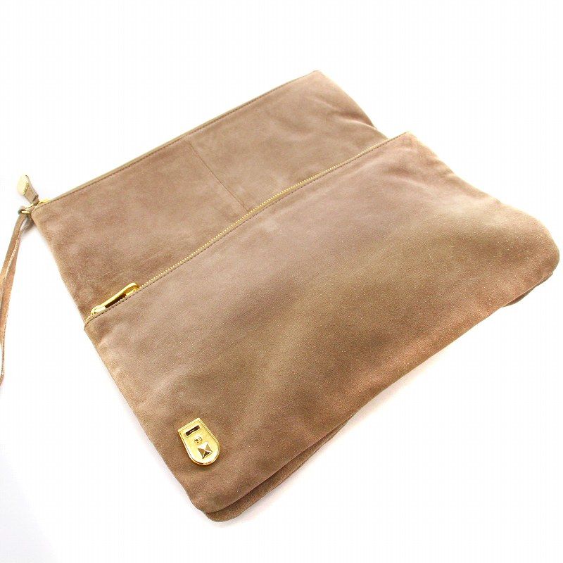 ペリーコ PELLICO クラッチバッグ フラップ スエード グレージュ /KU