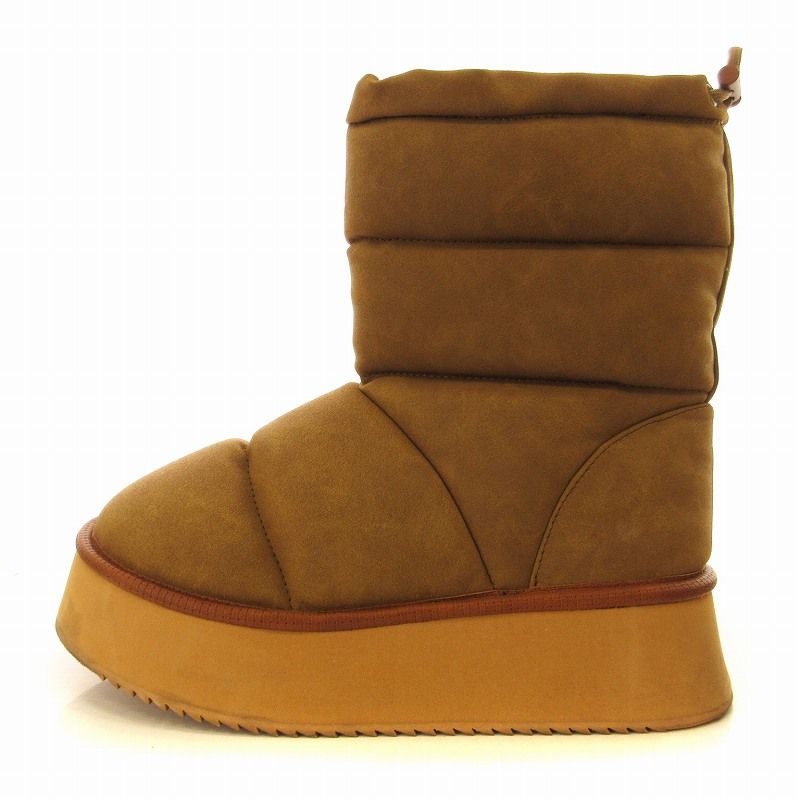 スライ SLYZ PUFFER ショートブーツ スノーブーツ スエード 厚底 靴 シューズ M 23-23.5 cm 茶 ブラウン |DK SH OF
