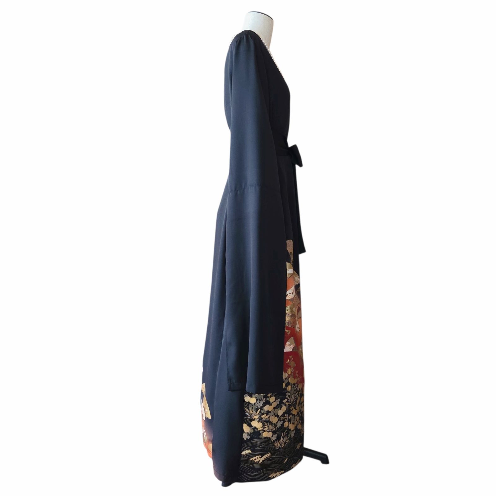 ❦Kaena❦ 着物リメイク ワンピース ロング袖スリット 作家物 ロング