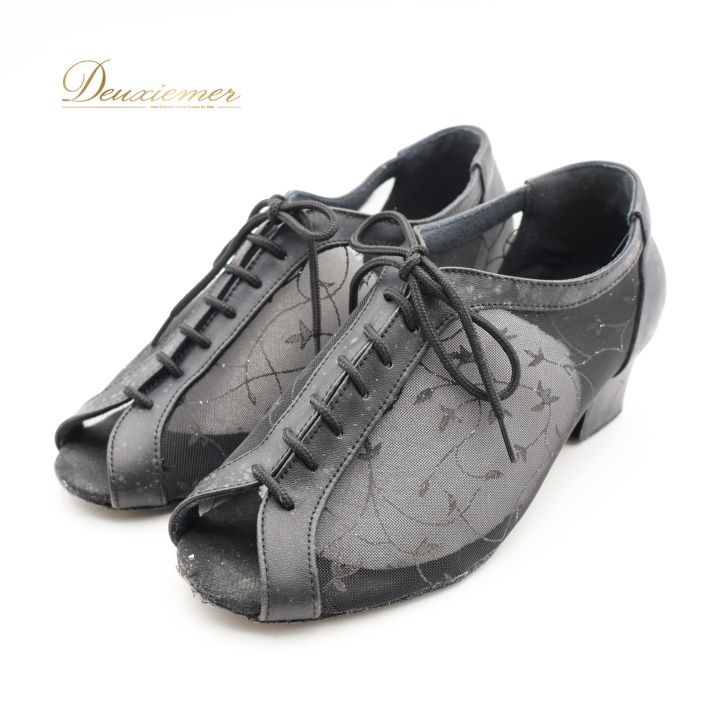 社交ダンス 衣装 シューズ ブラック系 23.5cm 靴 くつ ヒール 黒