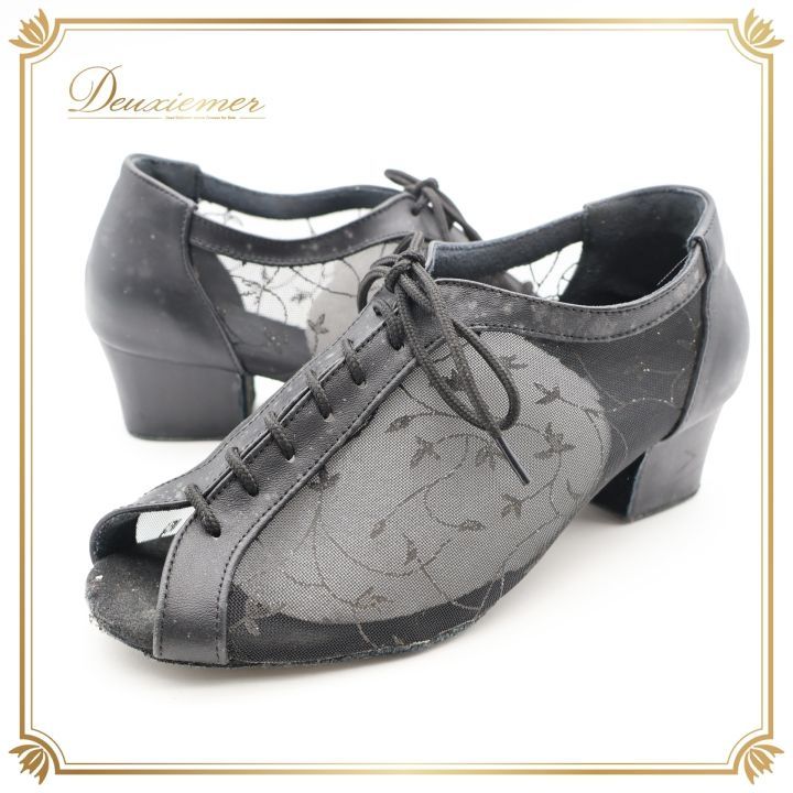 社交ダンス 衣装 シューズ ブラック系 23.5cm 靴 くつ ヒール 黒
