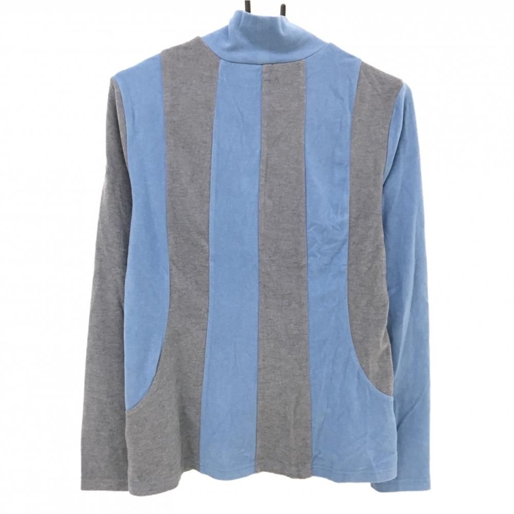 美品】ランバンスポール 長袖ハイネックシャツ グレー×ライトブルー