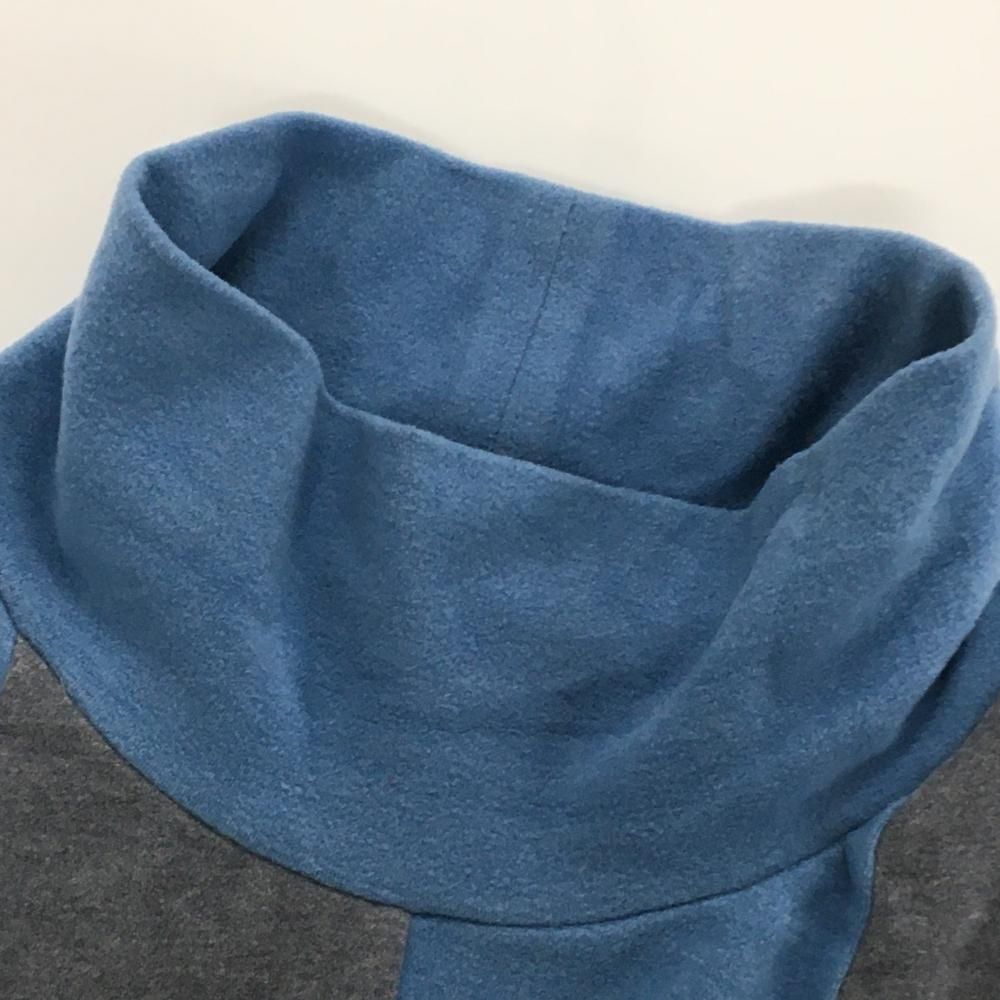 美品】ランバンスポール 長袖ハイネックシャツ グレー×ライトブルー