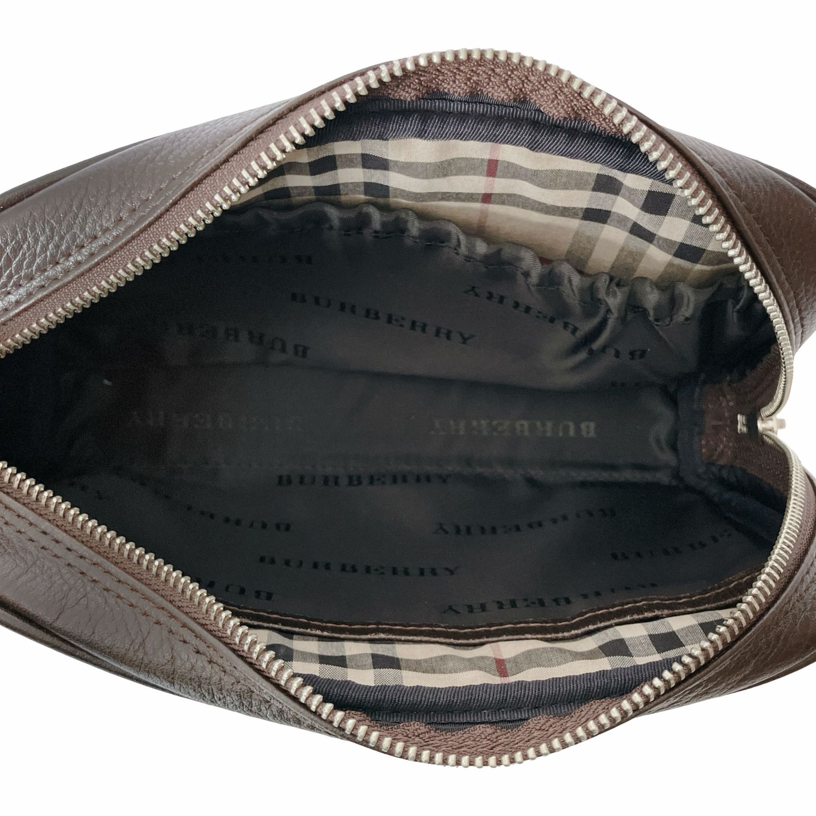 BURBERRY バーバリー ロゴプレート レザー セカンドバッグ クラッチ