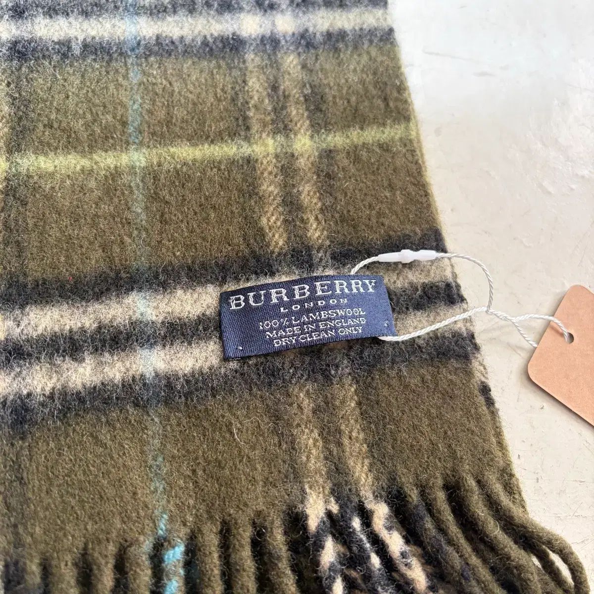 90 s バーバリー ショート ヴィンテージ ウール マフラー OS