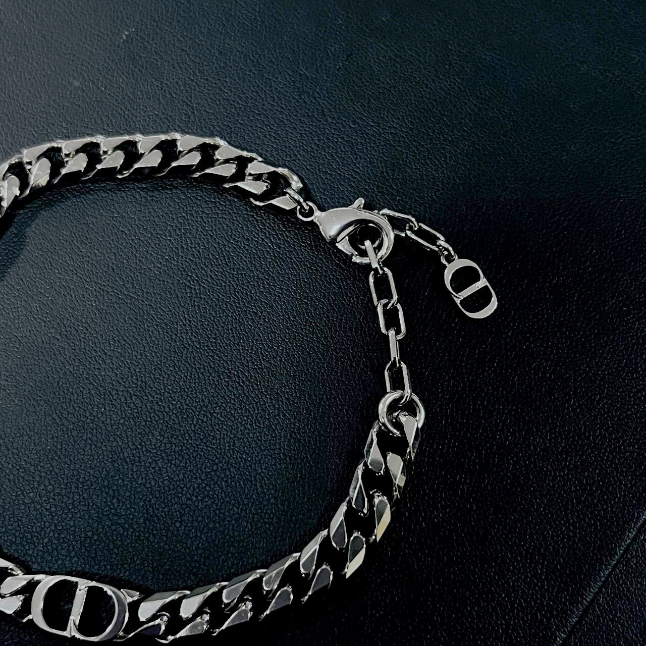 Dior シルバー ブラック アイコンチェーンブレスレット ディオール 美品☆クリスチャンディオール/Christian Dior アイコン CD チェーン