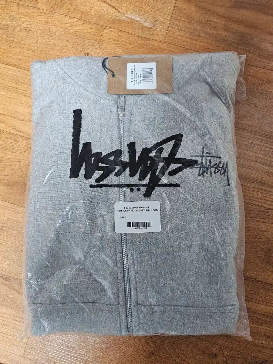 STUベーシック ジップアップ フーディー グレー L