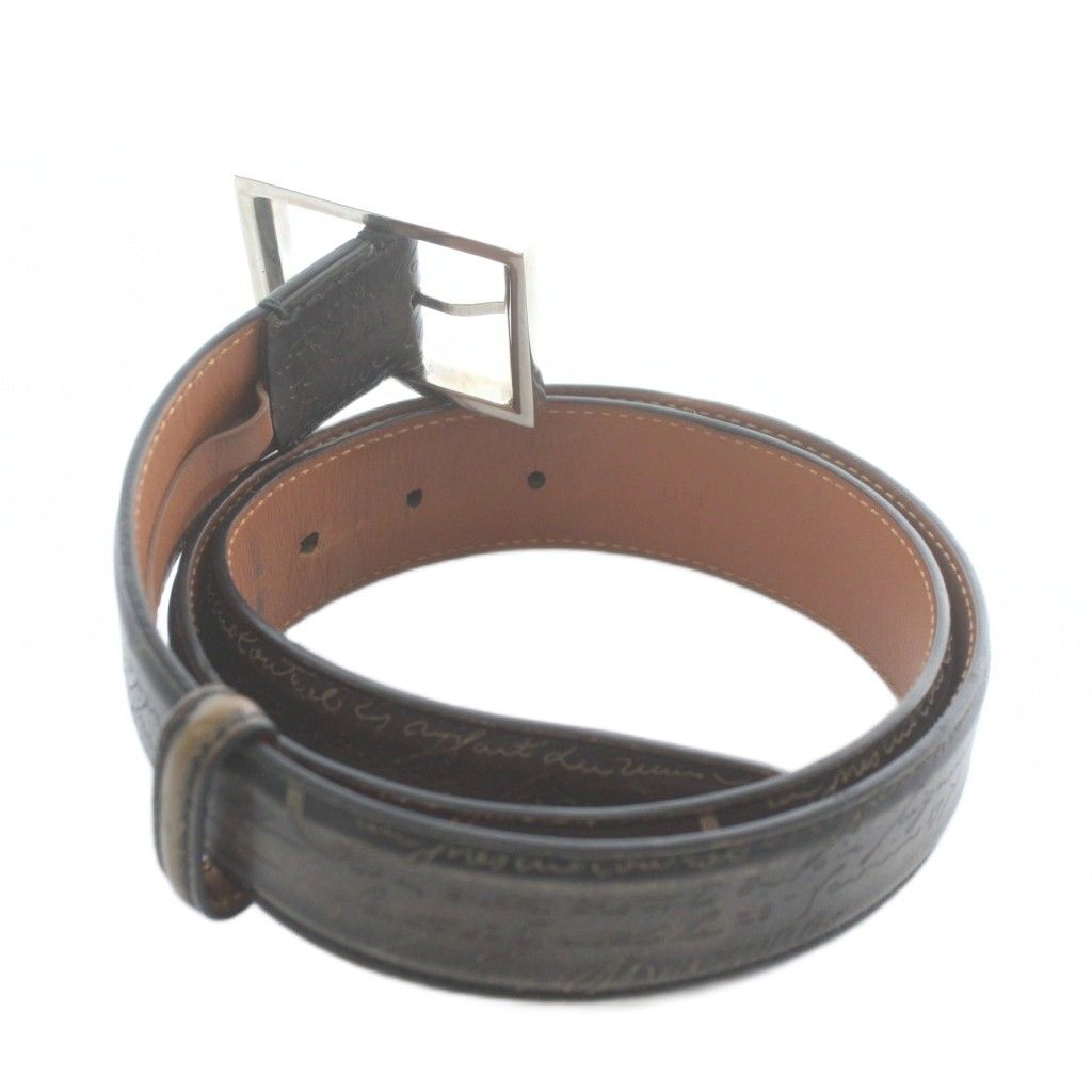 ベルルッティ Berluti カリグラフィ ベルト ハトメ レザー ロゴ 総柄