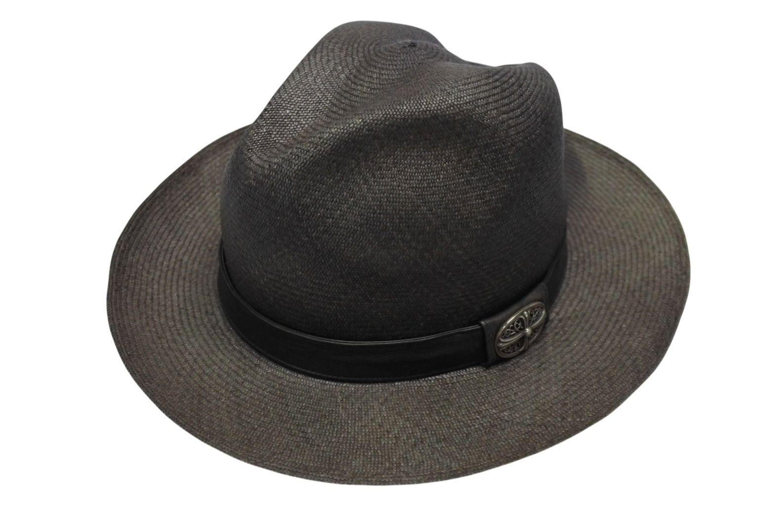 CHROME HEARTS クロムハーツ オーバルクロス ガスリンガー レザー ストローハット 帽子 サイズM 58.5 cm 4 b 006244