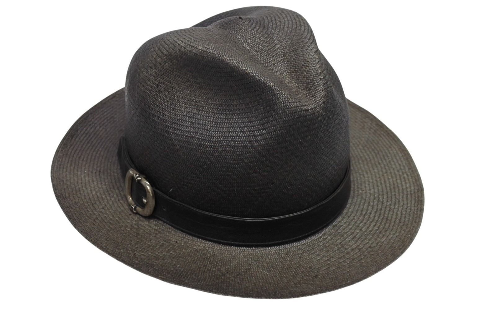  CHROME HEARTS クロムハーツ オーバルクロス ガスリンガー レザー ストローハット 帽子 サイズM 58.5 cm 4 b 006244 その他 帽子