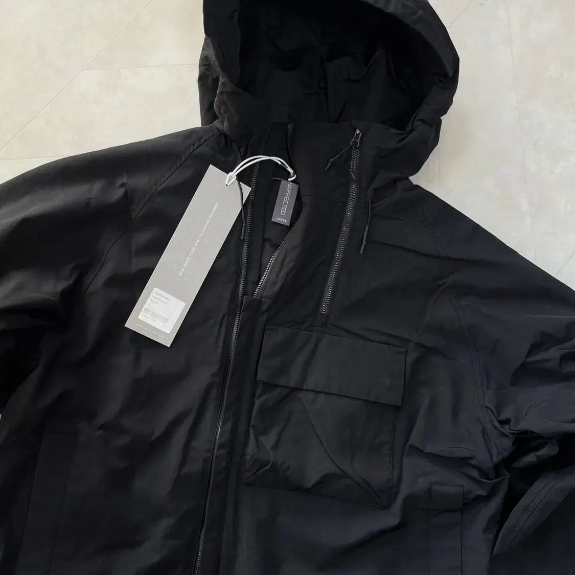 L UNAFFECTED ダブル ジッパー WHO パーカ ブラック