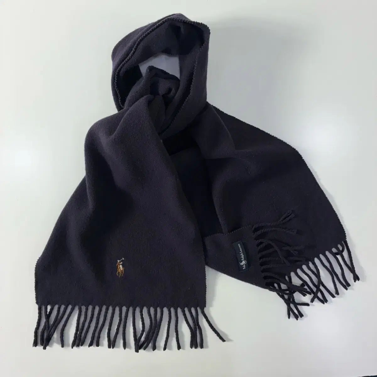 Polo ポロ ラルフローレン フリンジ バージンウール ネイビー マフラー