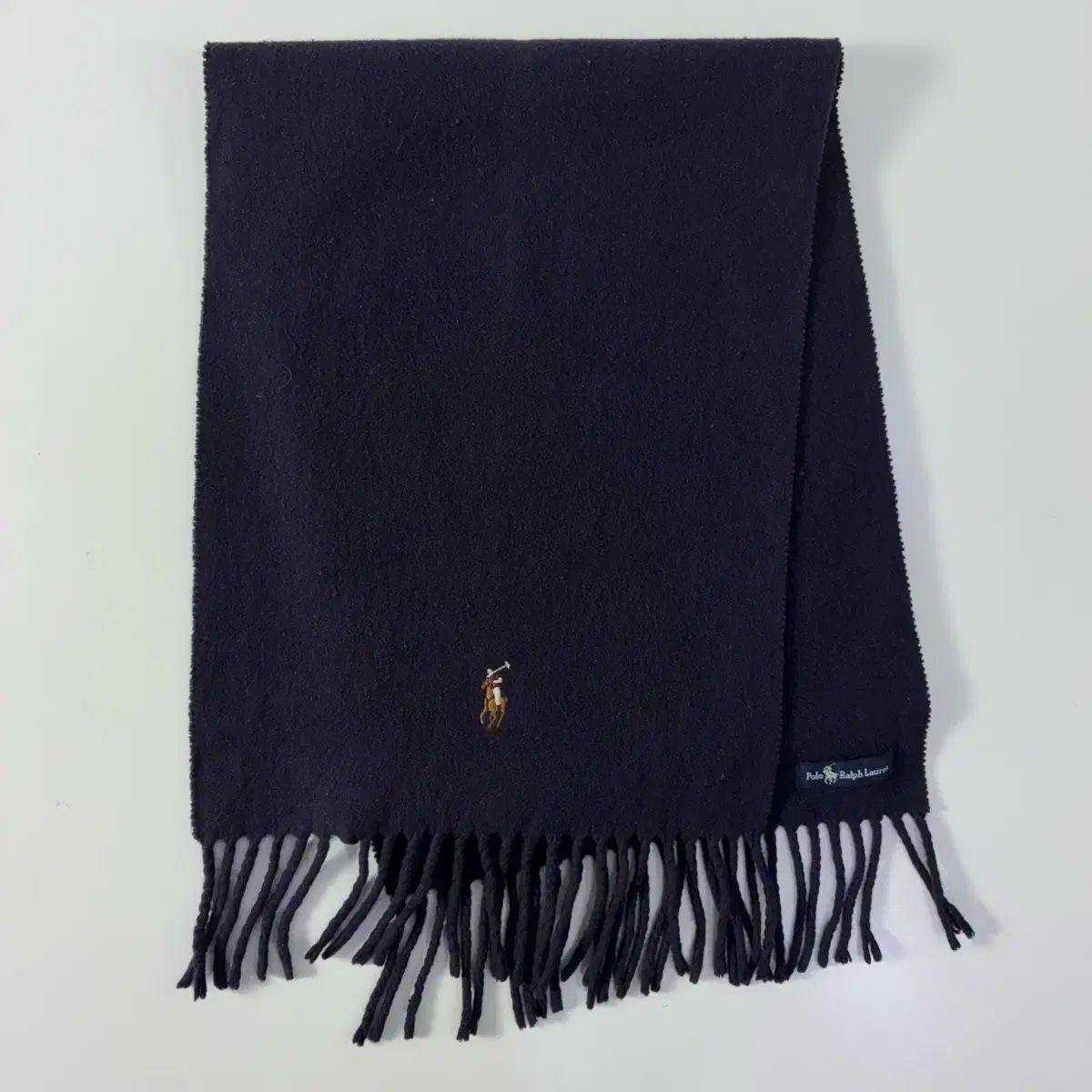 Polo ポロ ラルフローレン フリンジ バージンウール ネイビー マフラー