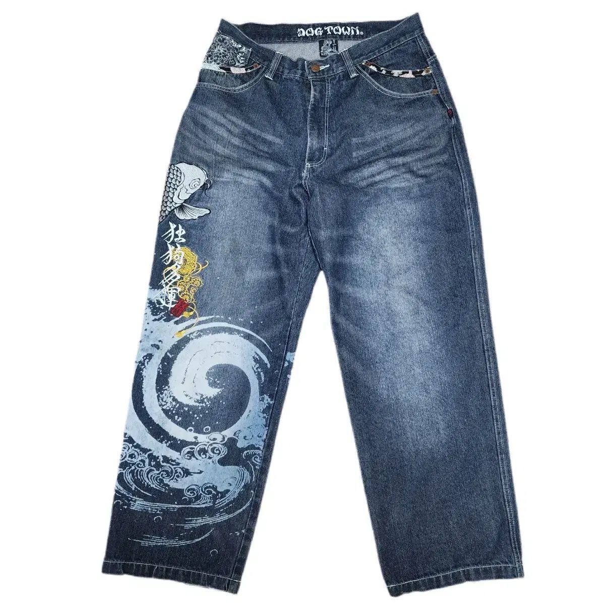 ドッグタウン オリエンタル鯉 刺繍 デニムパンツ