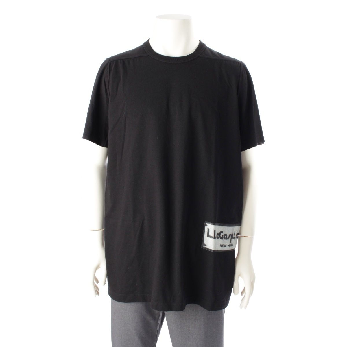 リックオウエンス 19 AW LEGASPI INK PATCH T-SHIRT コットン クルーネック プリント 半袖Ｔシャツ カットソー トップス ブラック XL