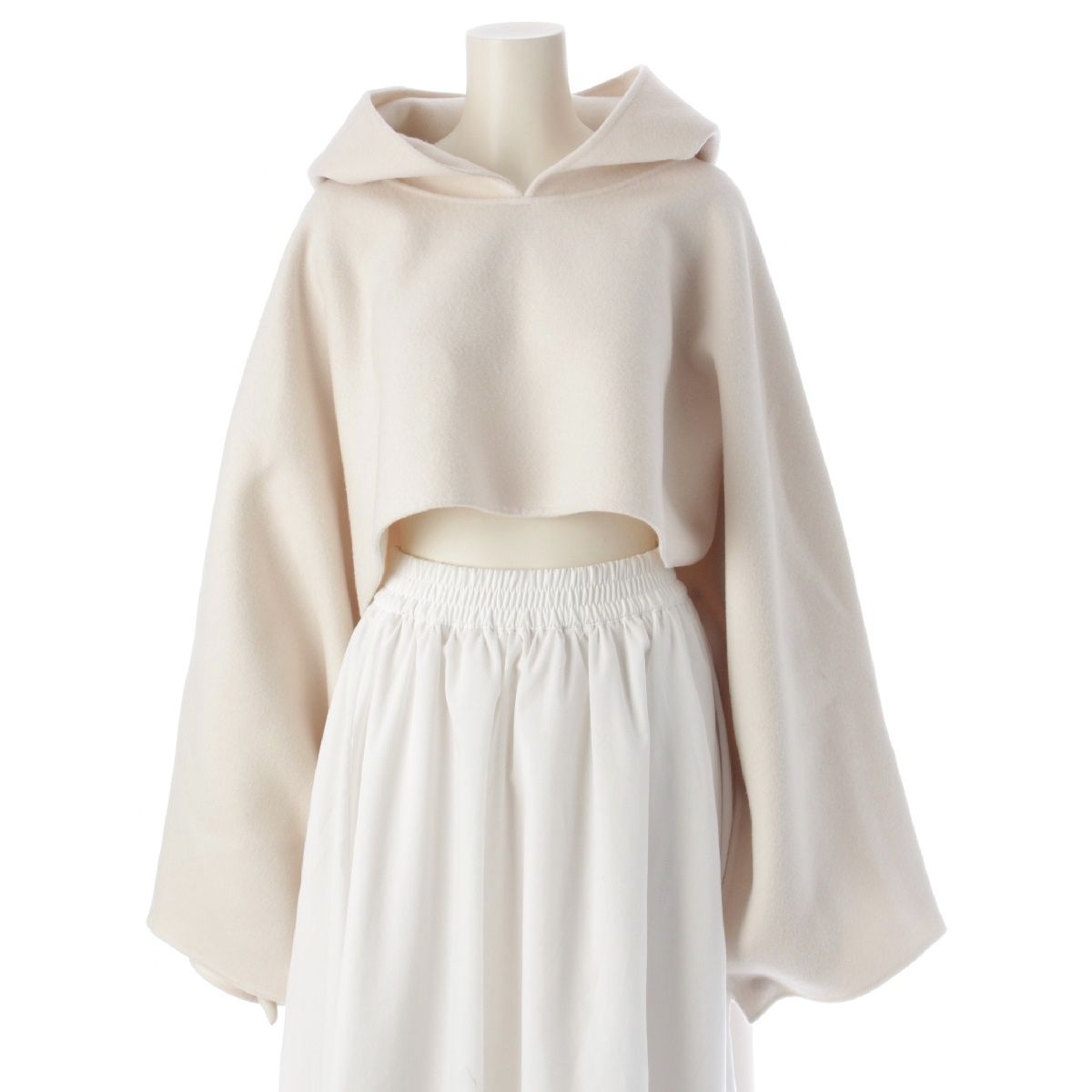 CONTE コンテ 24 AW 辺見エミリ ウール フーデッドリバーケープ ダブルフェイス ポンチョ クロップド丈 8525-104-0008 オフホワイト