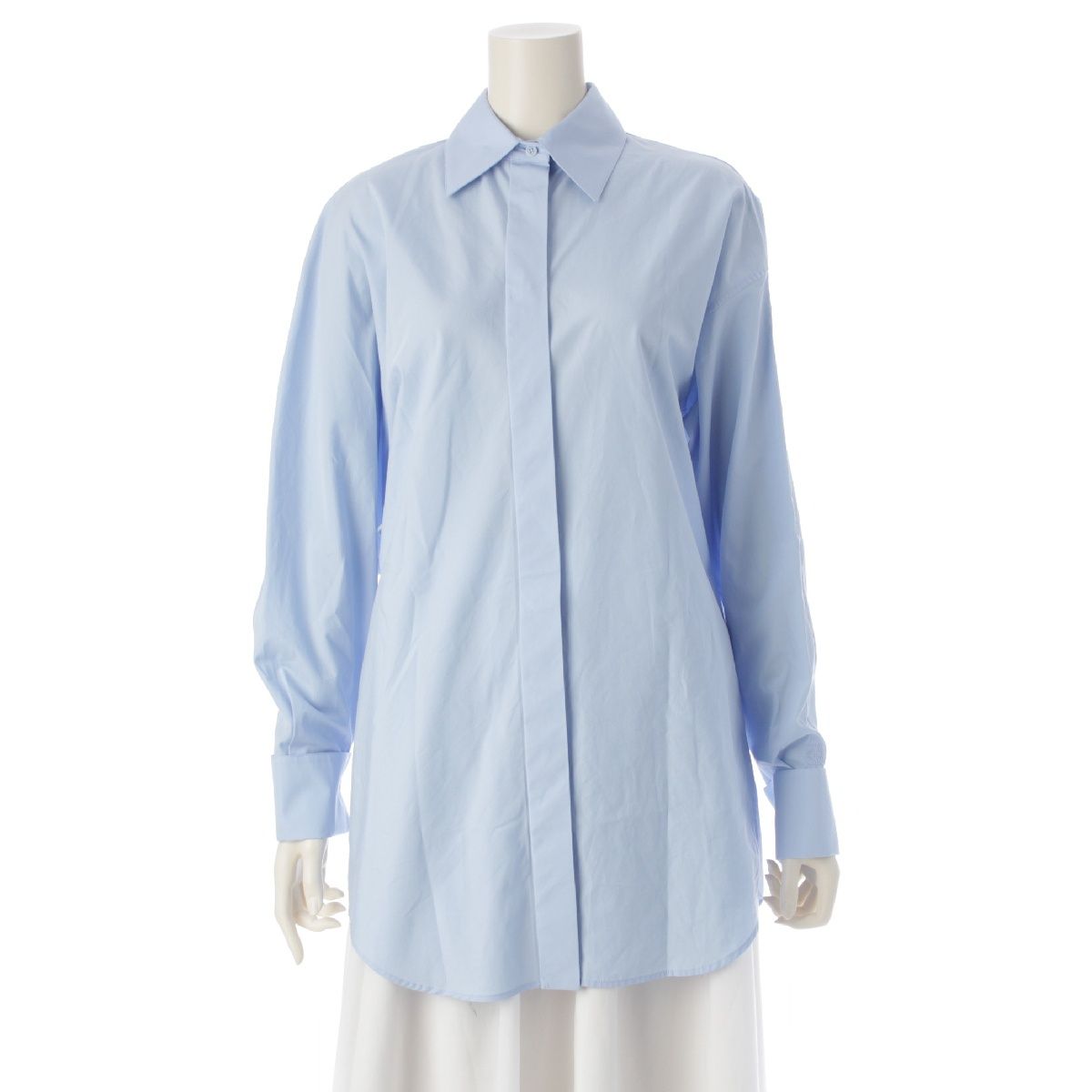 ロエベ 25SS コットンポプリン ドレープシャツ アシンメトリー