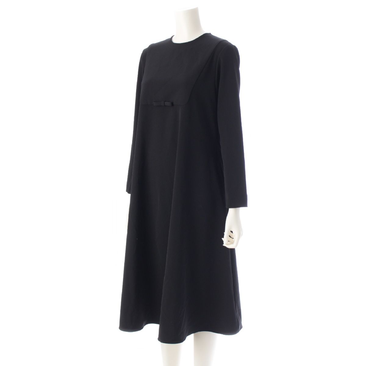 ヨリ 22 AW セレモニーライン フォーマル リボン ドレス ワンピース 長袖 膝下丈 YR 2224-138 ブラック 36