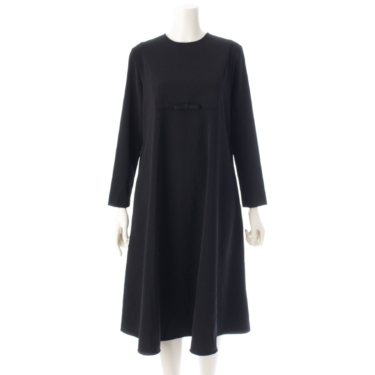 ヨリ 22 AW セレモニーライン フォーマル リボン ドレス ワンピース 長袖 膝下丈 YR 2224-138 ブラック 36