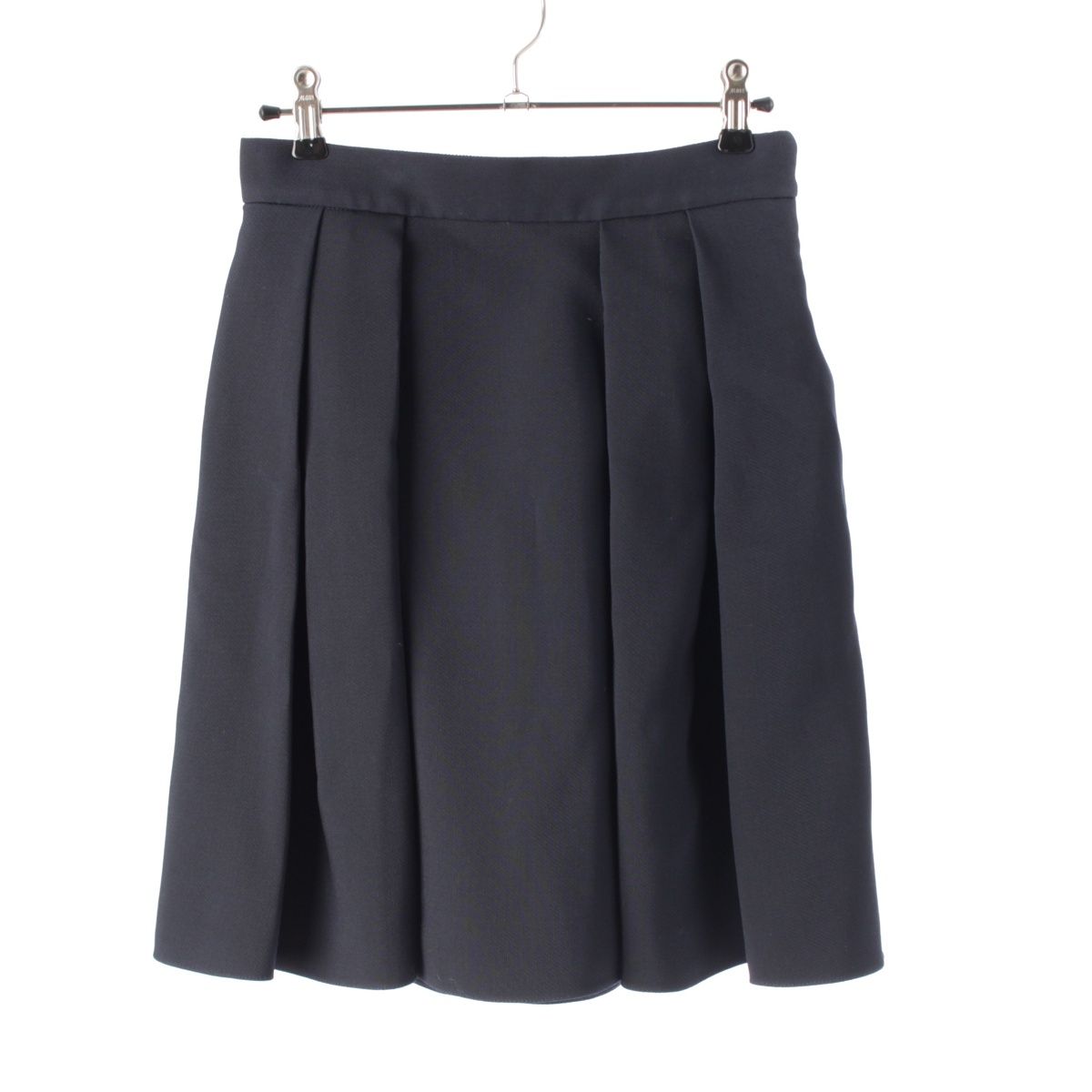 クリスチャンディオール ウール シルク プリーツ ミニ スカート ボトムス ダークネイビー 36